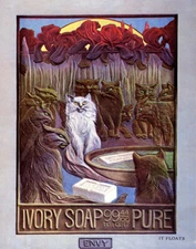 POSTER BLACK CATS WHITE CAT IVORY SOAP PURE AMERICAN  VINTAGE REPRO FREE S/H