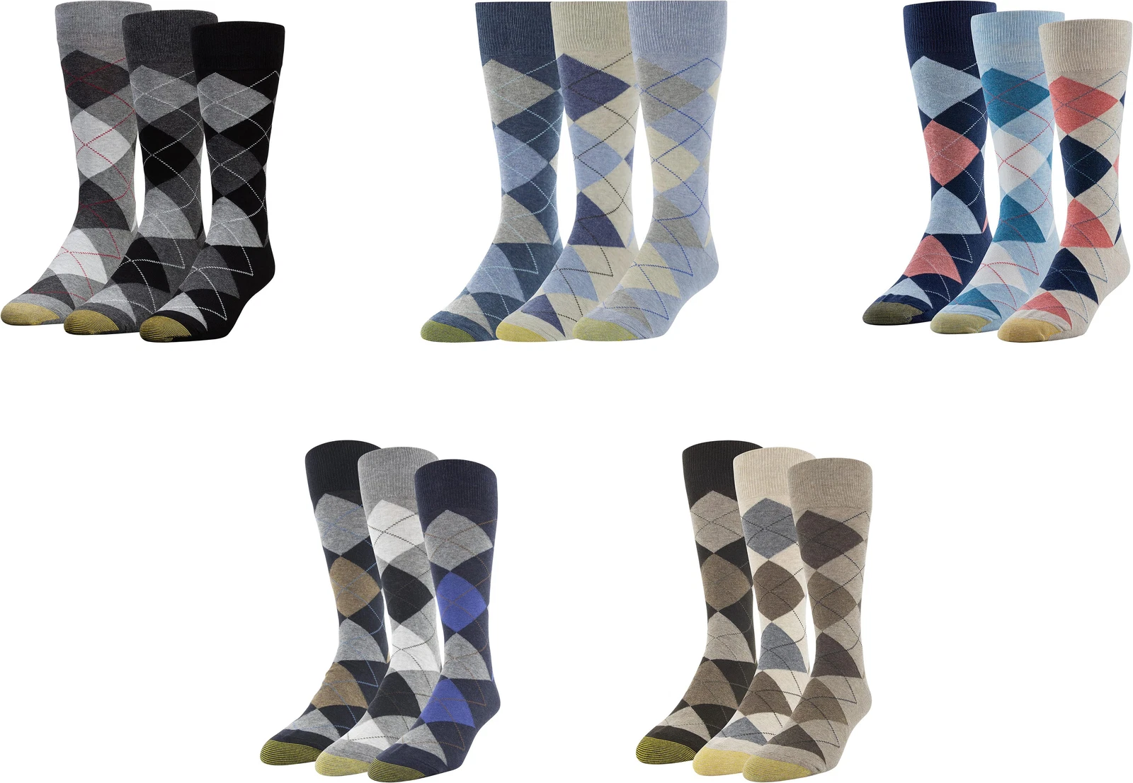 GOLDTOE Men's Classic Cotton Carlyle Argyle Dress Crew Socks (3 Pairs)