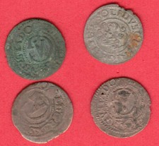 LOT OF 4 COINS Riga Schilling 1633 Gustav II Adolf 30-Year War Latvia Sweden 886
