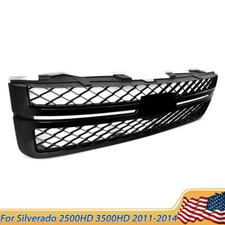 For 2011-2014 Silverado 2500hd 3500hd Gloss Black Grille W Black Insert Mesh