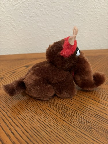 Vintage Applause Sesame Street Snuffleupagus Plush Toy 5 " with reindeer hat - Picture 2 of 5