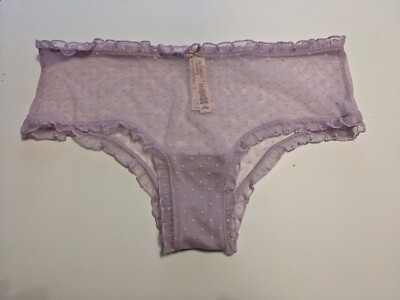 Victoria's Secret The Lacie Dot Mesh Ruffled Cheeky, 420249, Lilac, XLarge
