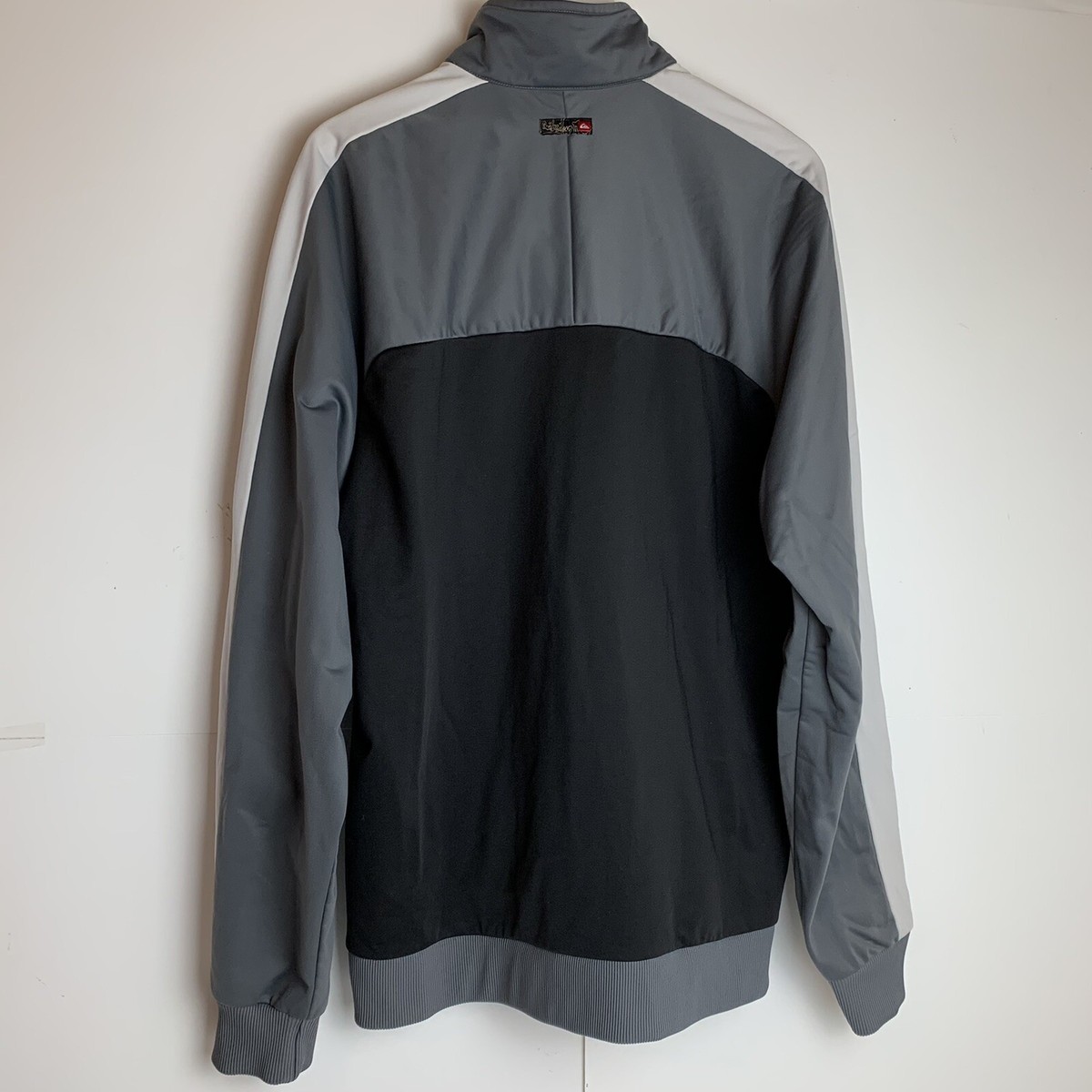quiksilver mens full zip athletic casual jacket Gray Black size XL