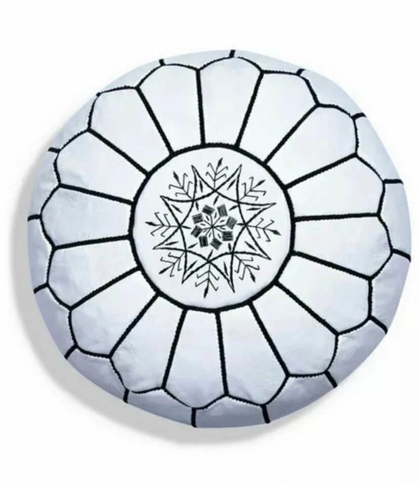 Moroccan POUF, DDP USA,   Leather Pouf Ottoman Pouf Morrocan Leather Pouf - Image 4 of 4