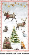 Friendly Gathering Animals Panel Christmas cotton quilt fabric Wilmington 24x44