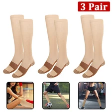 5 Pairs Beige Copper Compression Socks 20-30mmHg Graduated Support Men's Women's