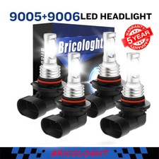 9006 9005 LED Headlight KIT Combo Bulbs High Low Beam Super Bright White 10000K