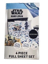 Star Wars The Mandalorian Grogu Baby Yoda 4 Piece Full Sheet Set w-Pillow Case