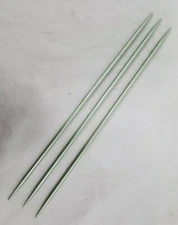 7" - Lot of 3 - Green Anodized Aluminum Double Point Knitting Needles 