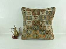 18"x18" Kilim Pillow Cover  Handmade Turkish Vintage Cushion Tribal Lumbar 2996