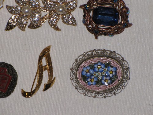 Lote De 8 Broches Italia Mini Micro Mosaico Plateado Cuentas Estrás Mujer - Imagen 7 de 24