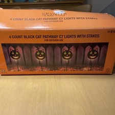 Halloween Yard Signs with Lights, 4 PCS Black Cats Outdoor Decorations , New In