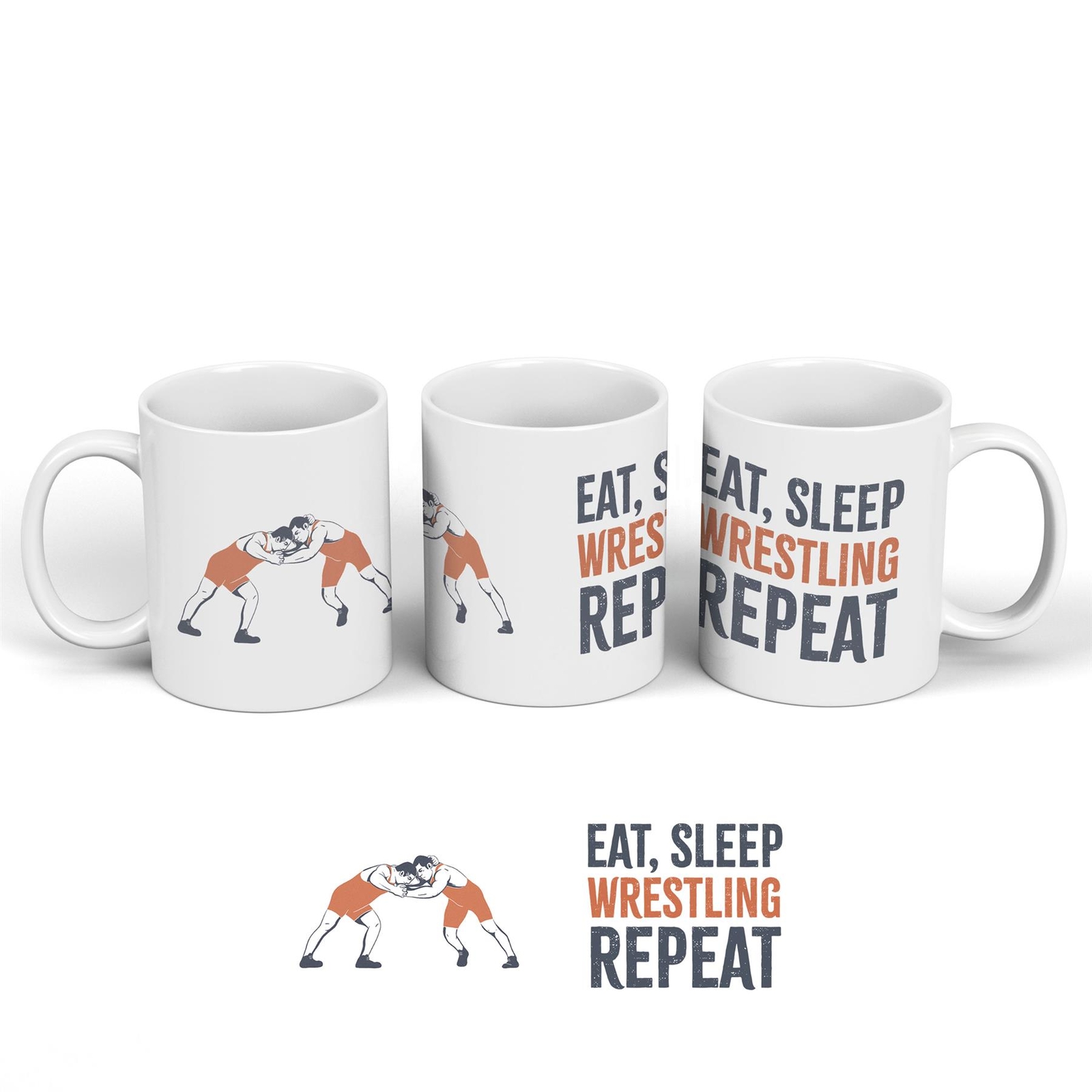 Wrestling Repeat Humorous Hobby Typography Ceramic Classic Mug