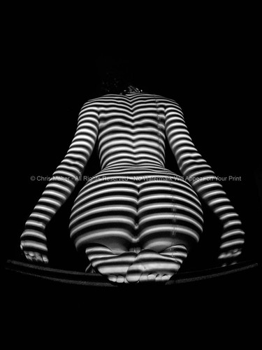 1249-MAK B&W Fine Art Nude Striped Zebra Woman Female Photograph by Chris Maher