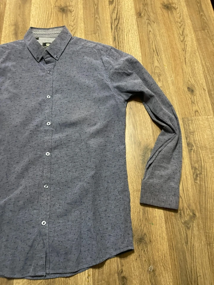 Camisa de acero y gelatina, para hombre talla grande, gris, abotonada, manga corta, manga larga Foto 3 de 4