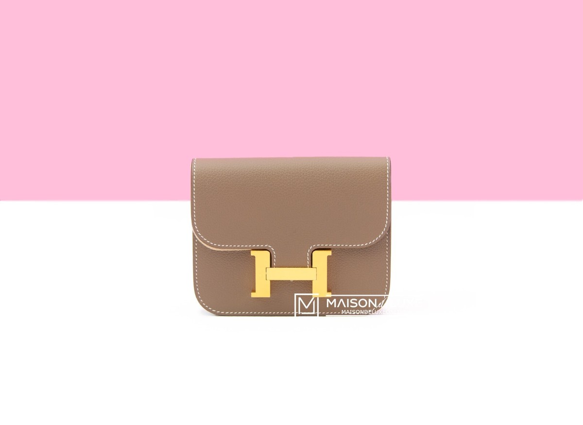 NEW HERMES ETOUPE CONSTANCE SLIM WALLET CLUTCH BAG MINI Many ways