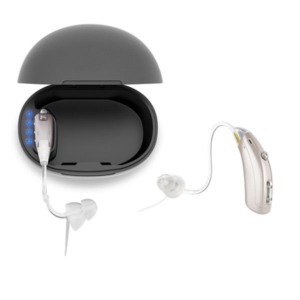 Audífonos de oído abierto carga portátil auriculares amplificador de sonido 4