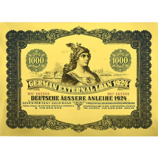 1924 German Bond $1000 Gold Foil Banknote with UV and Serial Number Gifts