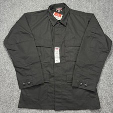 New Tru Spec Shirt Mens Medium Long Black Ripstop BDU Flap Pockets Shacket