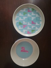 Pottery Barn Llama Dish Feeding Tabletop Set 2 Piece Bowl Plate Bamboo NEW /box