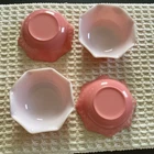 Vintage Hazel Atlas Ruffled Pink Milk Glass Set of 4 5" Bowls