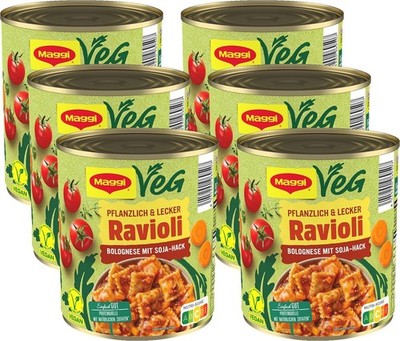 MAGGI Veg Ravioli, Bolognese mit Soja-Hack: Teigtaschen, 6er Pack (6 x 800g)