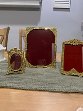 Vintage Solid Brass Picture Frames Lot of 3 O...