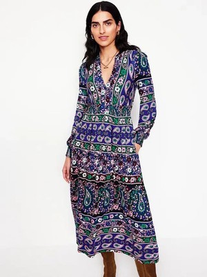 Boden Neu mit Etikett Ivy Border Print Midikleid - UK 10 Reg - Blau Multi Neu mit Etikett