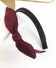 Burgundy Satin Headband with Ribbon Casual Hair Accessory