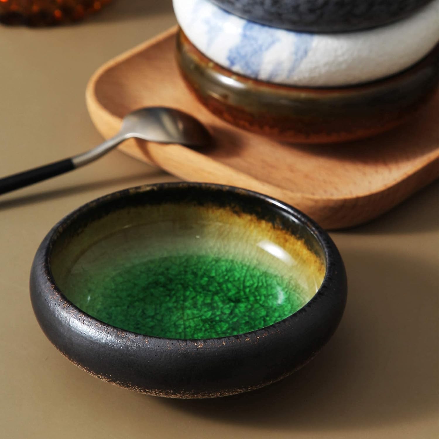 Uaral Soy Sauce Dishes Japanese Dipping D 3.75 * H 1.34 inch, Ice Green 