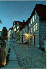 Vintage Postcard Parti Fra Den Gamle Bydel Bergen Norway