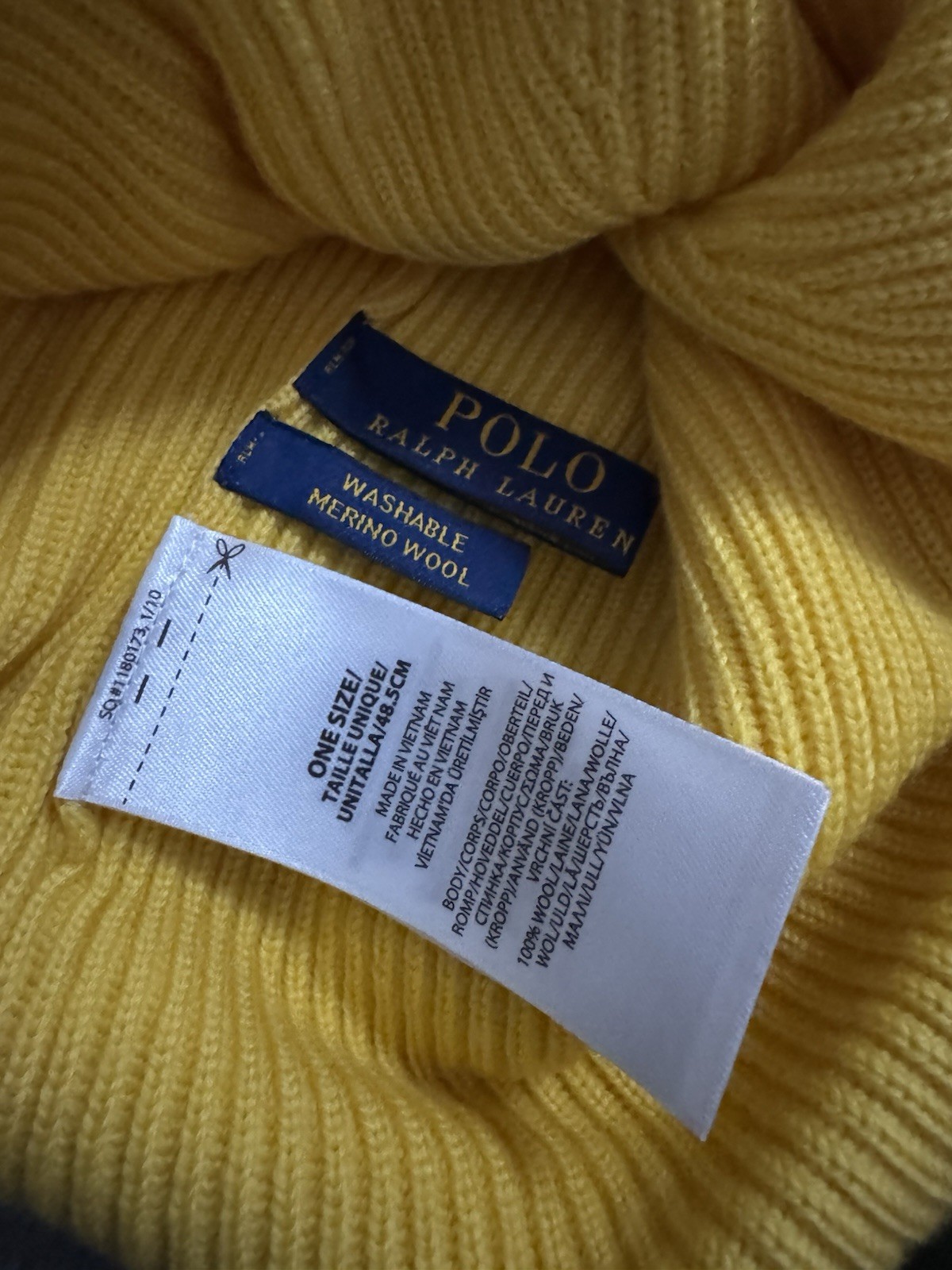 Cappello berretto Polo Ralph Lauren giallo erica pony lana merino risvolto £ 75 logo