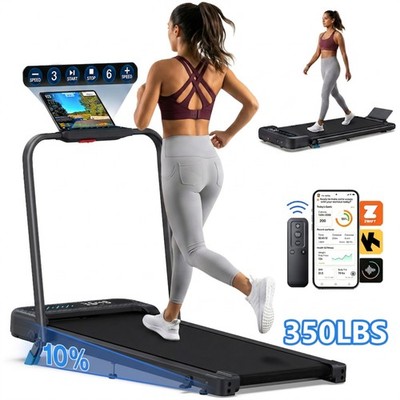 3.0HP Walking Pad with 10% Incline, Foldable Treadmills for Home with Handle Bar