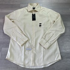 NEW Pronto Uomo Dress Shirt Mens 15.5 32/33 White Solid Slim Fit Non Iron LS