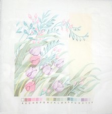 Floral TULIPS Handpainted   Needlepoint CANVAS 14"x14" Unbranded