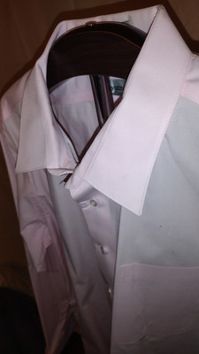 Giovanni Uomo Pink Dress Shirt Mens 19x36. Button Up Long Sleeve French Cuffs