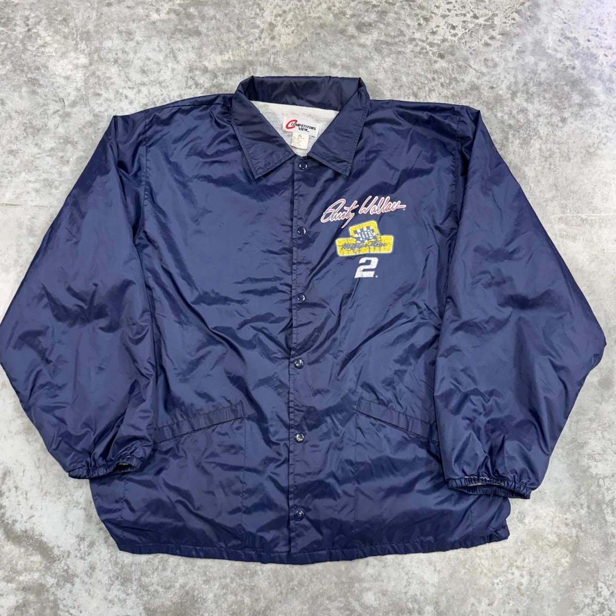 Vintage Miller Lite Racing Jacket Mens XL Blue NASCAR Rusty