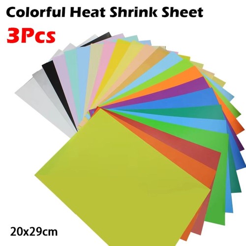 3Pcs 20x29cm Colorful Heat Shrink Sheet for Handmade Supplies Making Party Deco