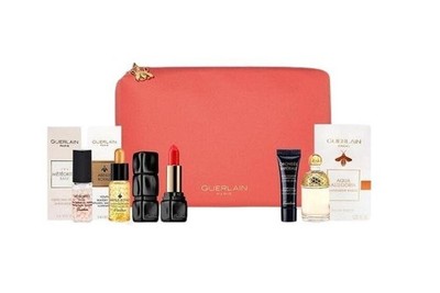 Guerlain Aqua Allegoria Beauty Gift Set cream, lipstick, edt NEW in pouch