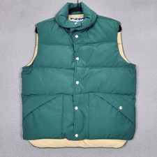 Vintage Down Wind Puffer Vest Mens Medium Green Goose Down Snap USA Gorpcore