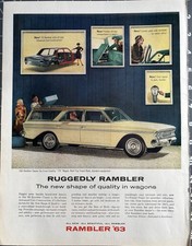 1963 AMC Rambler Original Vintage Advertisement Ruggedly Wagon Classic Print Ad