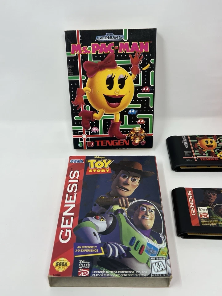 Lote de juegos completos en caja de Sega Genesis 5 Ms.Pac-Man Lion King Jeopardy Toy Story Foto 3 de 4