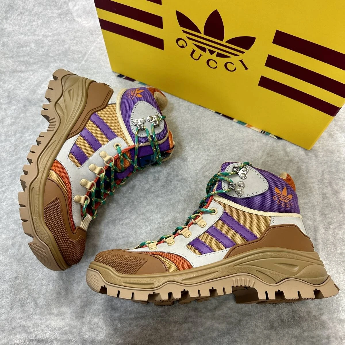 US10 Gucci Adidas Bottes de Trekking 40 Taille 27cm Chaussures de Randonnée à Lacets Rare !
