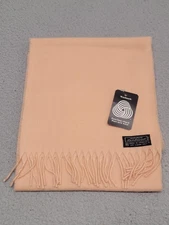 Woolmark Lambswool Scarf Womens 70"x10" Peach 100% Pure New Wool Fringe Wrap