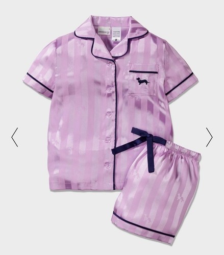 Peter Alexander Girls Stripe Lilac Chic Satin PJ Set Size 14 Years RRP$79.95 - Picture 6 of 8