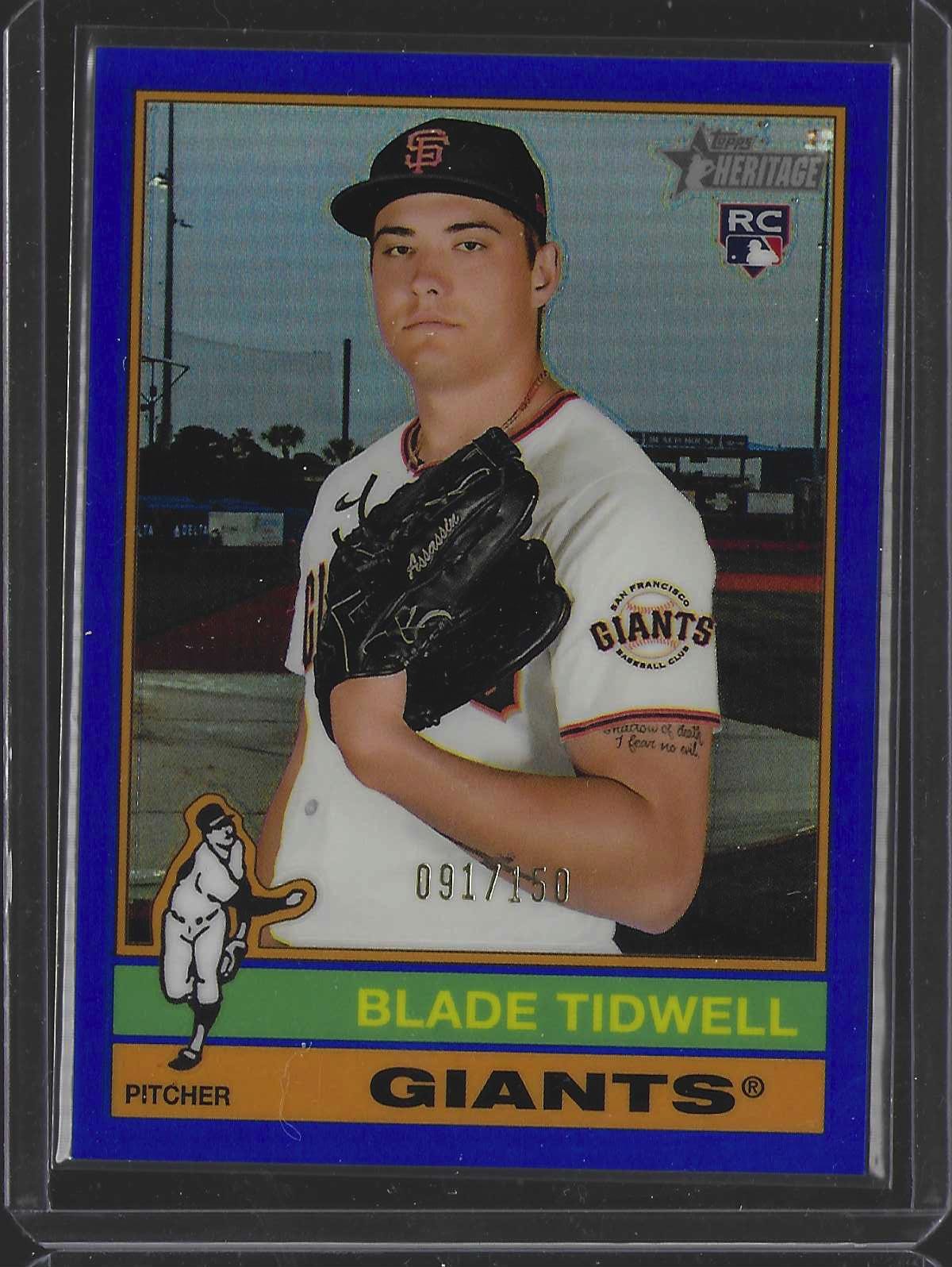 2025 Topps Heritage #698 Blade Tidwell Chrome Blue Refractor 091/150