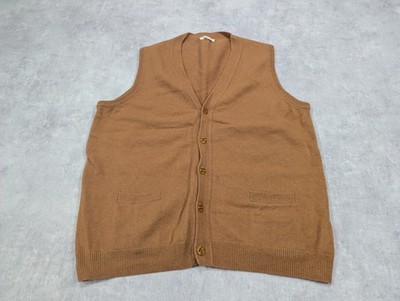 Vintage Woolovers Weste Herren XL 100% Wolle hellbraun ärmellos Pullover Strick Preppy Gilet