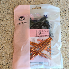 Calista FlipClip Beaded Wood Hair Clip Rectangle Brown/Black 2.5 in