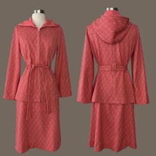 Vintage 70s 2-Piece Skirt  Hooded Jacket Mod Set