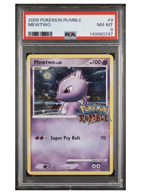 Pokemon TCG 2009 Rumble Mewtwo 9/16 PSA 8 English Graded *Full SWIRL*